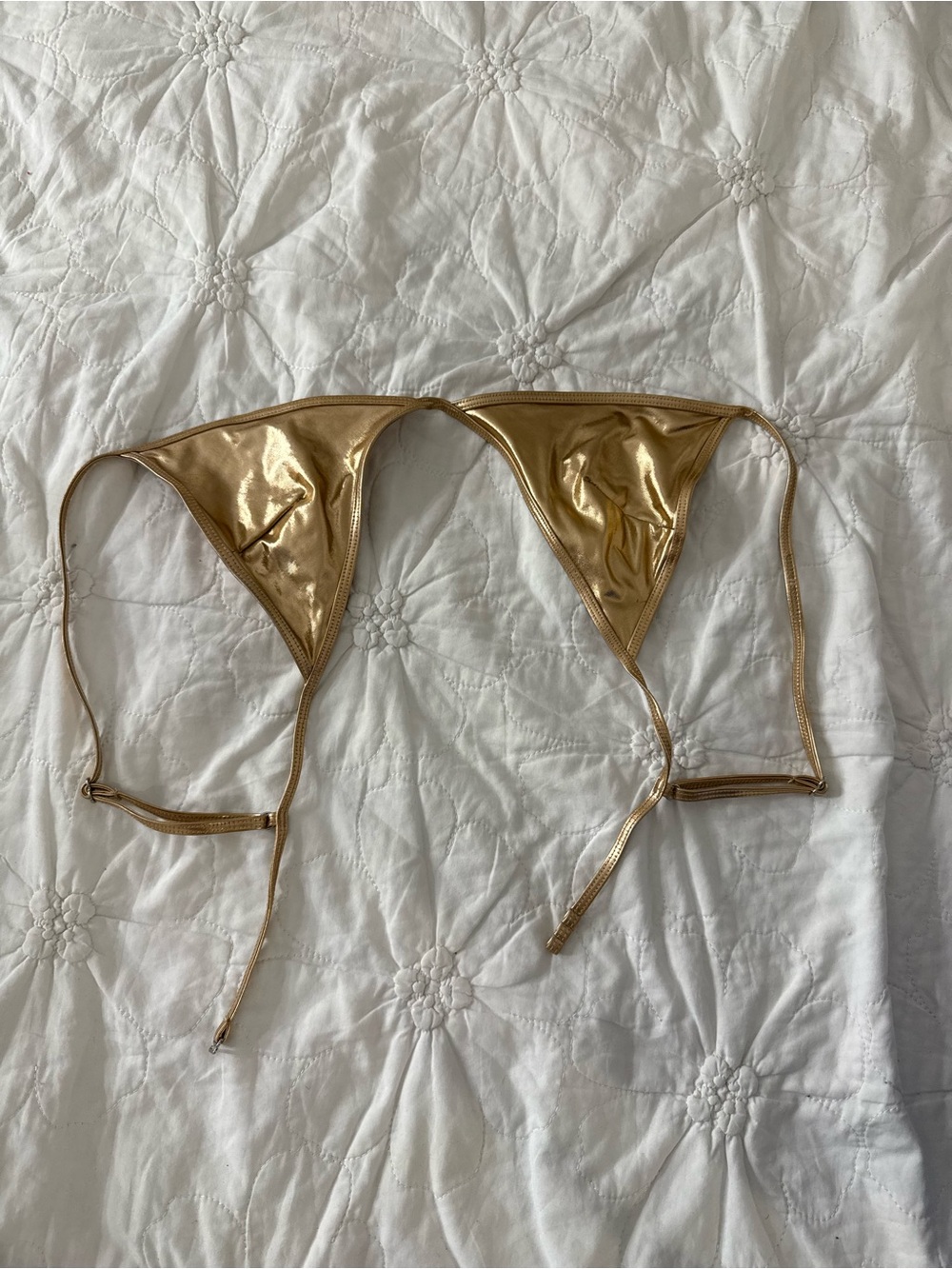Metallic Gold Triangle Bikini Top